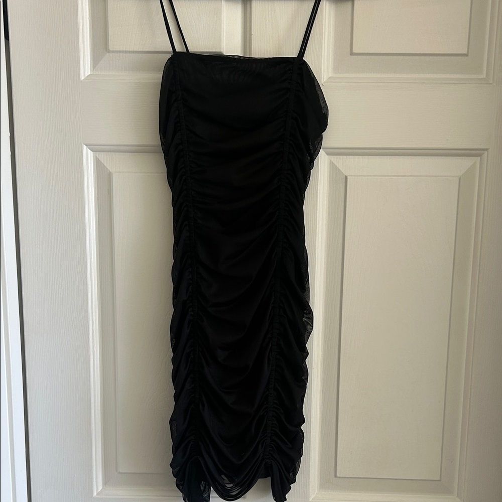 Urban Outfitters Black Ruched Mini Dress
